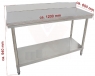 Pracovní skládací nerezový stůl s policí a zadní lištou 1200 x 600 x 955 mm