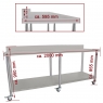 Mobilní nerezový pracovní stůl 60 x 200 cm s policí