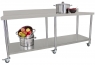 Mobilní nerezový pracovní stůl 60 x 200 cm s policí