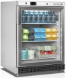 TEFCOLD UR 200 SG. Prosklená nerezová chladicí vitrína skříňová, užitných 119 litrů